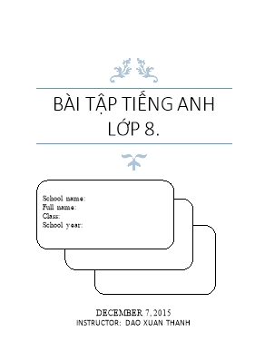 Bài tập Tiếng Anh Lớp 8 - Đào Xuân Thanh